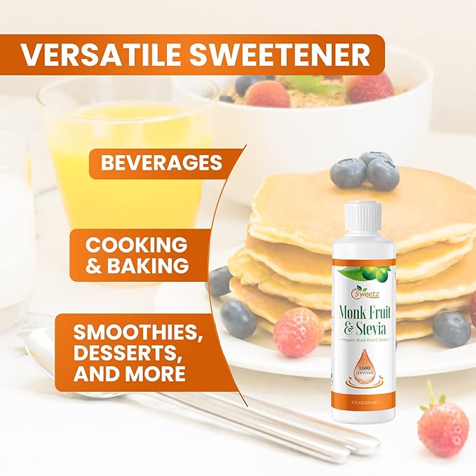 Monk Fruit & Stevia Liquid Sweetener Drops - Natural Sweeteners & Sugar Alternatives - Delicious Blend with No Bitter Aftertaste - Concentrated Sweetener Liquid Drops Extract ??16 FL OZ (3200 Servings)