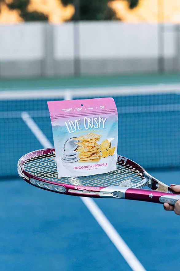 Live Crispy Fruit Chips - Pineapple-Powered Snack Packed with 100% Natural Fruit - Antioxidant-Rich, Vitamin-Packed (Coconut/Pineapple) 4 Pack