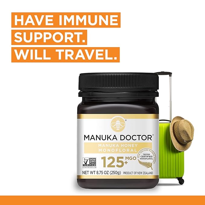 MANUKA DOCTOR - MGO 125+ (3 Pack) Manuka Honey Monofloral, 100% Pure New Zealand Honey. Certified. Guaranteed. RAW. Non-GMO (8.75 oz)