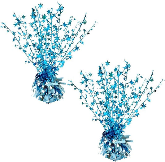 ALISSAR 2-Pack Glitter Light Blue Star Centerpieces-Table Decorations for Home Decor Birthday Wedding Anniversary Decor (Light Blue)