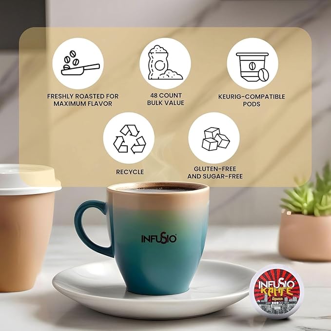 InfuSio Flavored Coffee Pods Variety Pack - 48 Count Flavored Medium Roast, 12 Curated Blends Inspired by Classic Cocktails, Compatible with Keurig K cups 2.0 Brewers