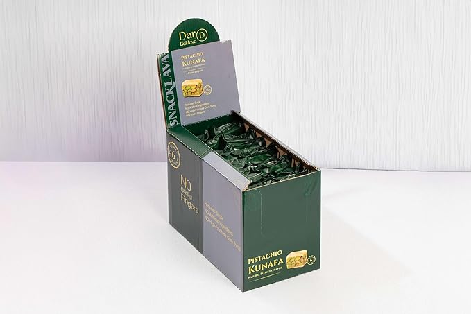 Snacklava Kunafa White Pistachio with Natural Blossom Flavor - 6 Pack (3 Pieces per Pack) - No Artificial Ingredients, Colors or Preservatives