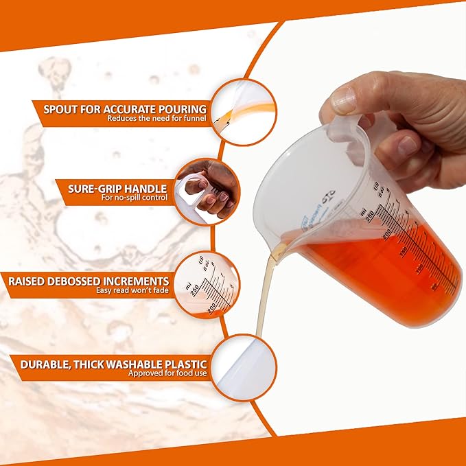8oz 1 Cup Measure Pitcher with Convenient Conversion Chart??Food Grade - Great for Cooking, Home Hobbies, Aquariums, Pet Additives, Medical and Lab Chemicals with High Chemical Resistance by Turnah
