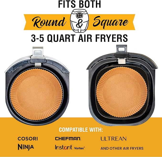 6.3??Small Round Air Fryer Liners, 2-4 qt Airfryer Paper Liners, 125Pcs Disposable parchment paper for air fryer ??Non-Stick and Oil Proof for Easy Cleanup by Baker's Signature