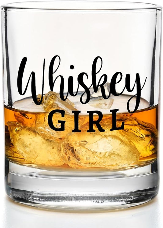Whisky Lovers Gifts Glasses 10 oz, Whiskey Gifts for Women, Whiskey Girl Old Fashioned Rocks Glasses for Drinking Scotch Bourbon Cocktail Liquor Vodka