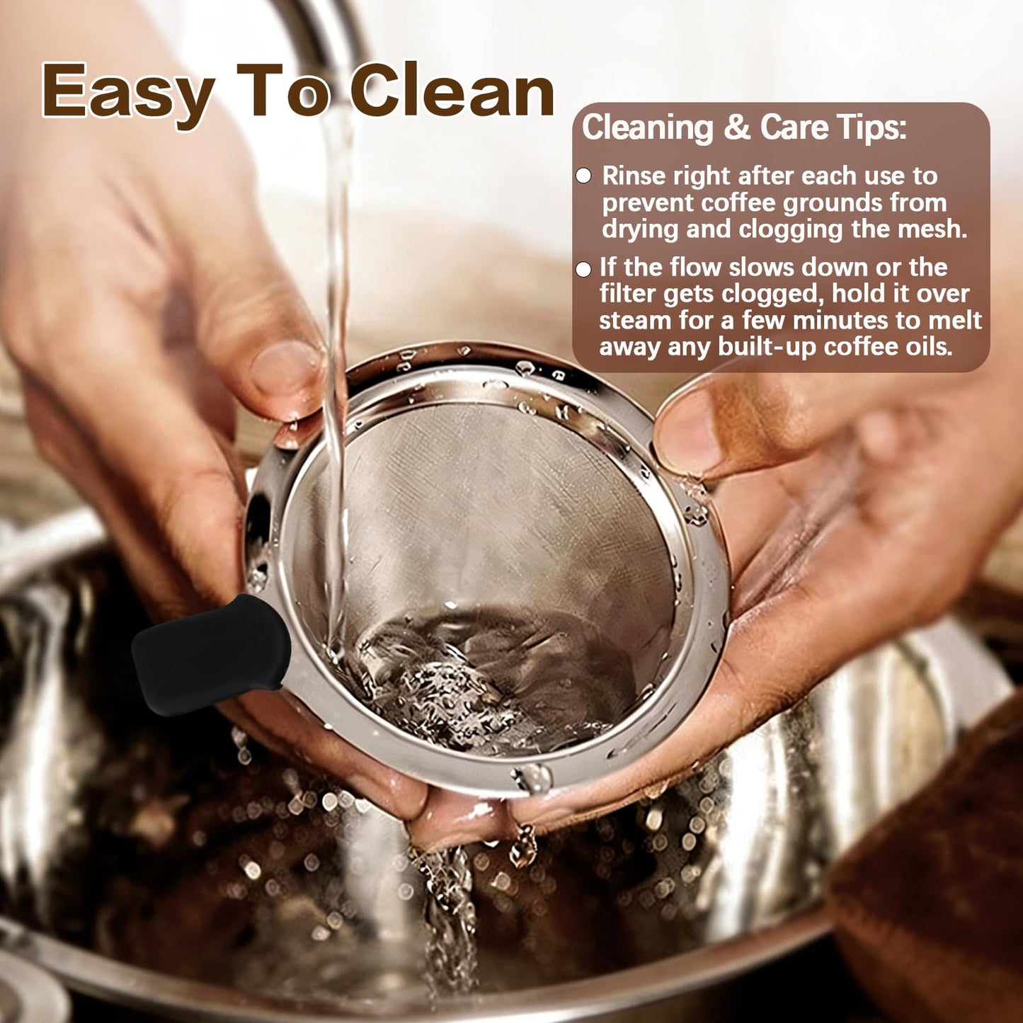 Pour Over Coffee Dripper, Stainless Steel Coffee Filter, Paperless Reusable Coffee Filter, Double