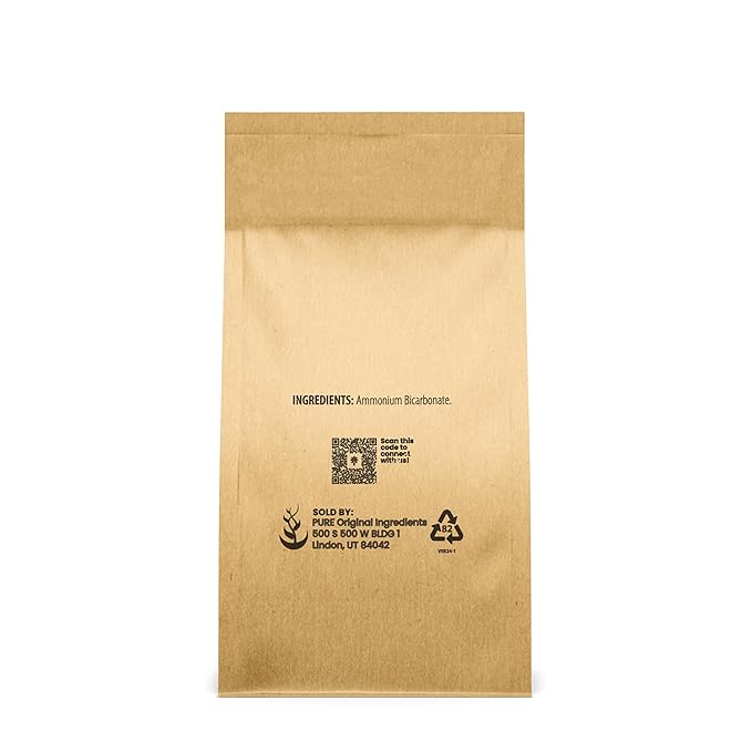 Pure Original Ingredients Ammonium Bicarbonate (1lb) Baker's Ammonia, Traditional Leavening Agent, Food Grade