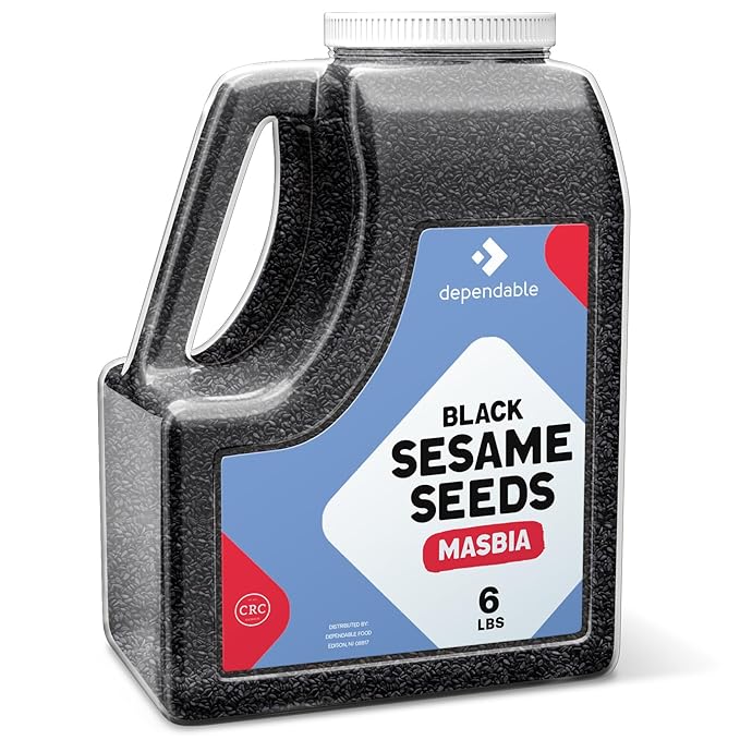 Dependable Food Black Sesame Seeds -6 Lb. Jar- Kosher, Bulk - Perfect for Chefs, Restaurants & Culinary Enthusiasts - Natural & Non GMO - 100% Sesame Seeds - Great for Sushi, Desserts & Baked Goods