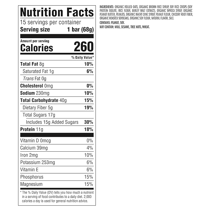CLIF BAR - Protein Bars - Crunchy Peanut Butter - Made with Organic Oats - Energy Bars - Non-GMO (15 Pack)