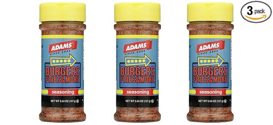 Adam's Seasonings 3.5-6oz Container (Pack of 3) Choose Flavor Below (Burgers Fries & More 5.54oz)