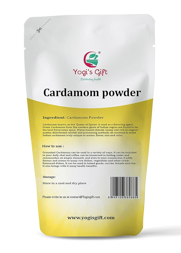 Cardamom powder 4 Oz | Fresh, Aromatic and Flavourful ground cardamom | Cardamom ground spice | aka Elaichi, Cardamon | by Yogi's Gift®