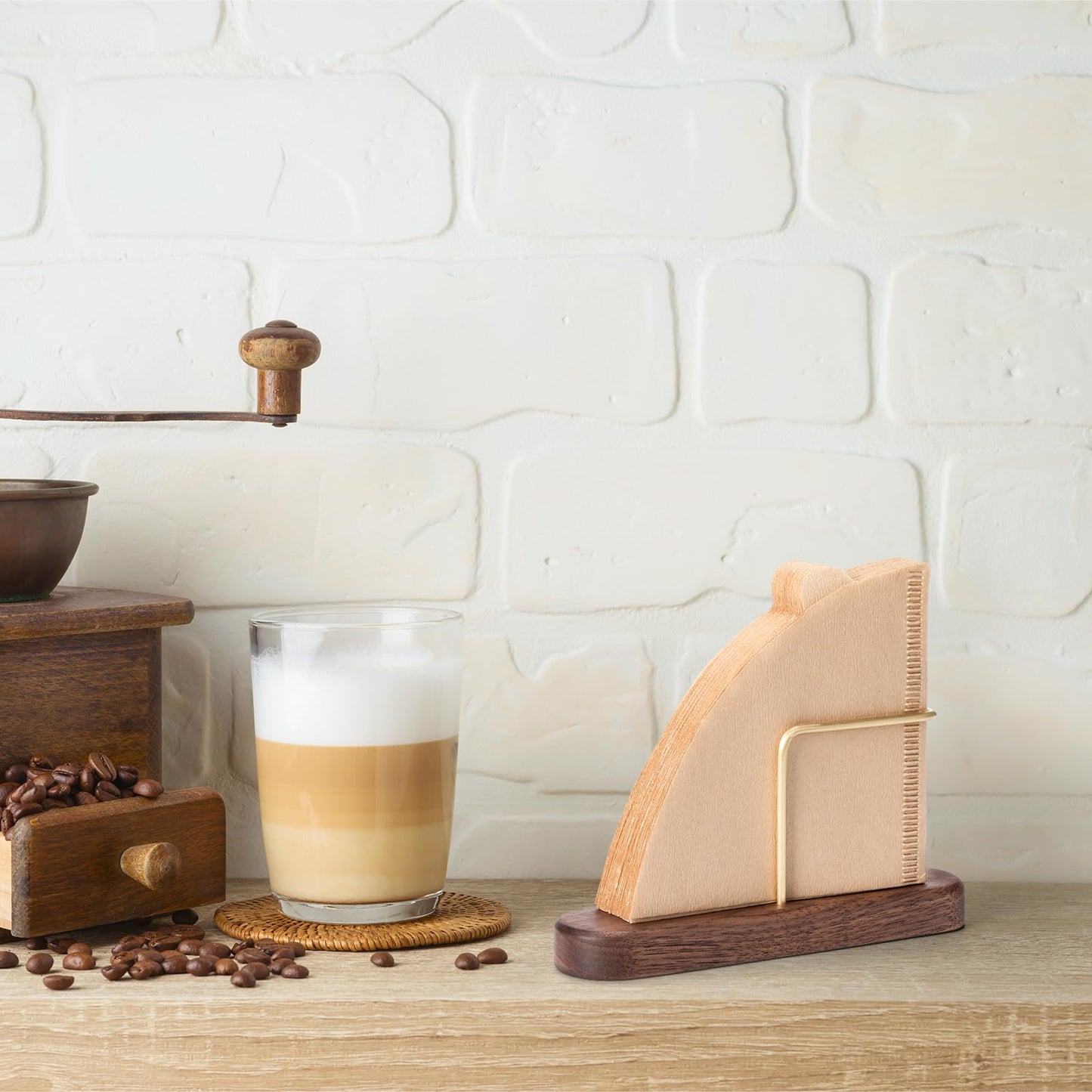 Walnut & Brass Coffee Filter Holder for #1#2 V60