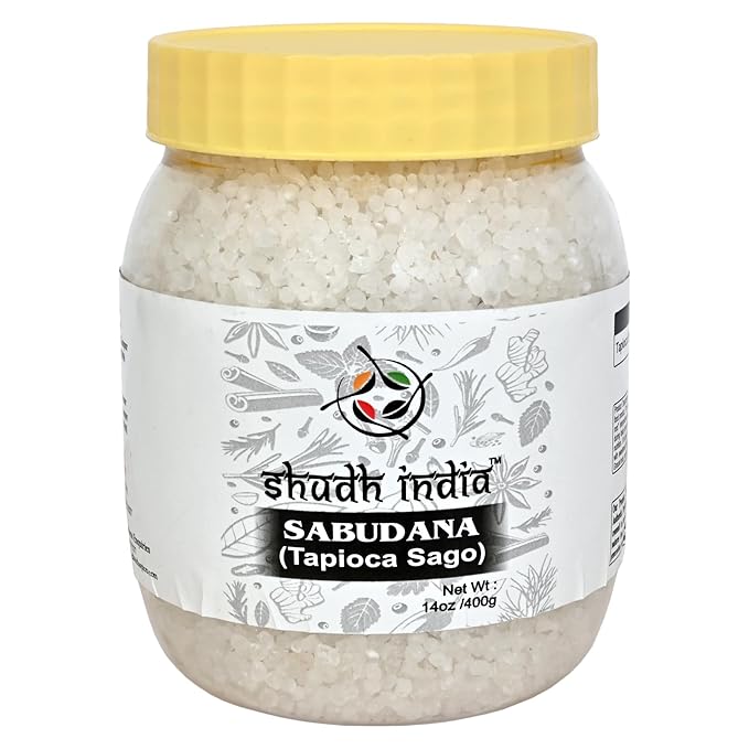 Shudh india Sabudana (Tapioca/Sago) Pearls 14oz (400g) ~ All Natural | Vegan | No Colors | NON-GMO | Kosher | Indian Origin