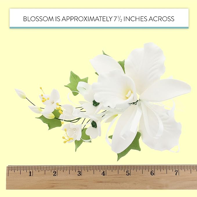 Global Sugar Art Cattleya Orchid Sugar Cake Flowers Spray, White, 1 Count by Chef Alan Tetreault