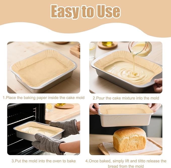 200 Pcs Baking PAPER Loaf Pan Liners for Baking Bread Non-Stick Pre Formed Parchment Paper for Bread Pan, Ideal Disposable Loaf Liners for Toast, Cakes, Banana Breads
