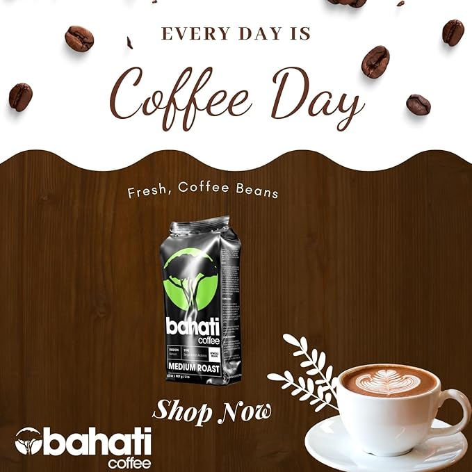 Kenya AA Grade Roasted Arabica Coffee Beans from Kenyan Highlands - 100% Pure Arabica Coffee Roasted Beans (Medium Roast Ground Coffee, 1 LB)