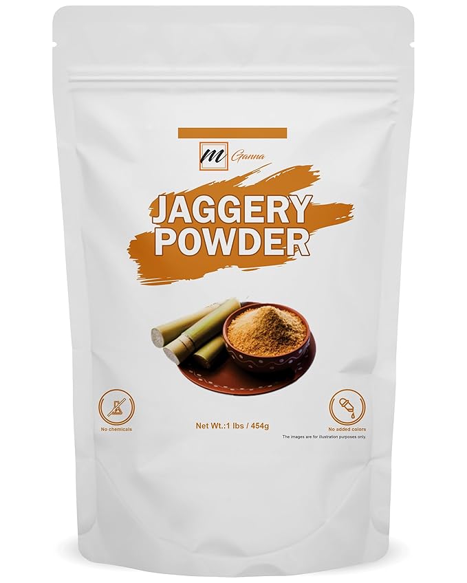 mGanna 100% Jaggery Powder as alternative for Natural Sweetner Food Recepies 454 g / 1 lbs