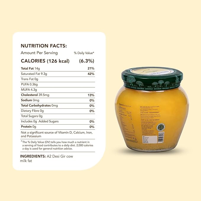 Anveshan A2 Gir Cow Desi Ghee 500ML | Grass-Fed | Pasture-Raised | Traditional Curd-Churned Bilona Method | Ethically Sourced | Farm Fresh | Ayurveda Superfood | Rich Aroma | High Smoke Point