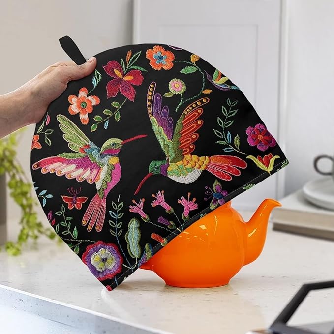 Hummingbird Tea Cozy for Teapot Insulated Floral Tea Cosy for Teapot Home Kitchen Decor Tea Pot Cover for Keeping Warm