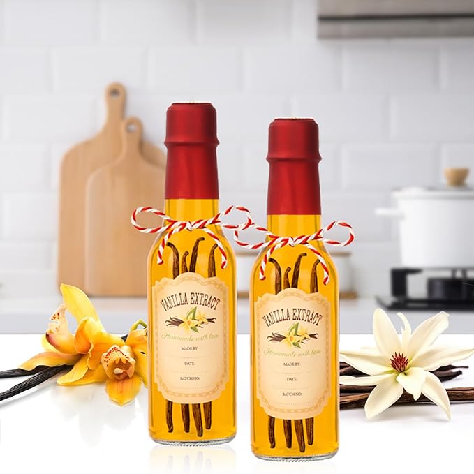 DHSBTLS 12 PCS 5 oz Vanilla Extract Bottles 150 ml Hot Sauce Glass Bottle with Leak Proof Screw Cap,Funnel, Clear Oil Bottle for Kitchen, Home Brewing Wine, Juicing Bottles for Bordeaux Wine, Beverage