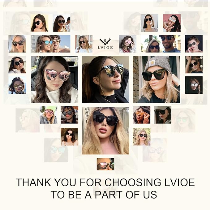 LVIOE Oversized Polarized Sunglasses for Women Trendy Large Cat Eye UV Protection Shade LS1627s