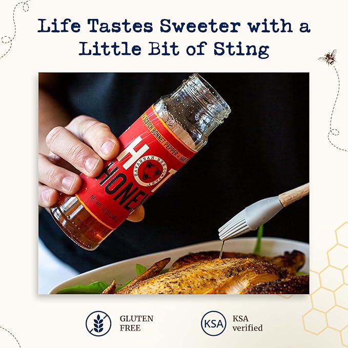 Savannah Bee Company 100% Pure and Gluten Free - Sweet and Spicy Honey Hot Sauce - Infused With Delicious Wildflower Honey And Scotch Bonnet Pepper - The Sauce For Every Meal - 12 ounce