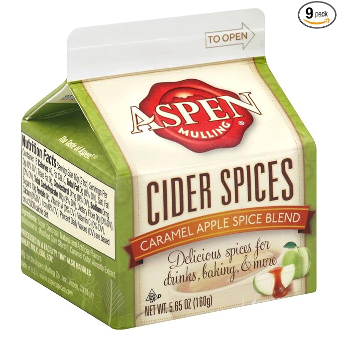 Aspen Mulling Cider Spices, Caramel Apple Blend, 5.65-Ounce Cartons (Pack of 9)