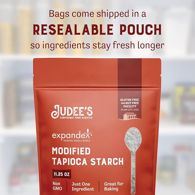 Judee's Gluten Free Expandex Modified Tapioca Starch Powder - 11.25 oz - Delicious and 100% Gluten-Free - Great for Homemade Treats & Baked Goods - Thickens and Enhances Texture, Flavor, & Appearance