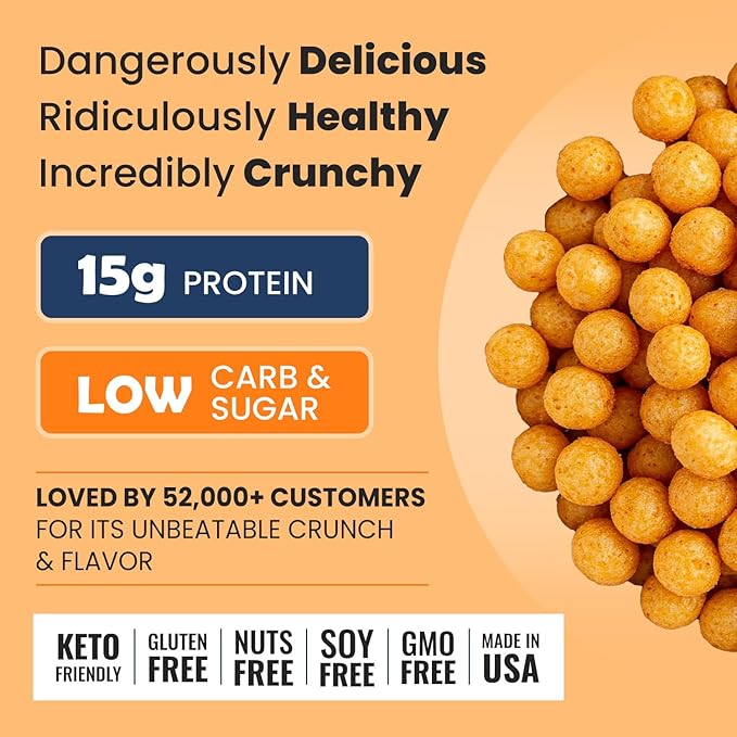 Better Than Good Savory Keto Baked Cheddar Protein Puffs ??Gluten-Free, Low Calorie, High Protein, Low Carb, Paleo, Sugar-Free Healthy Snacks for Kids & Diabetics | No Artificial Flavours (12 Pack)