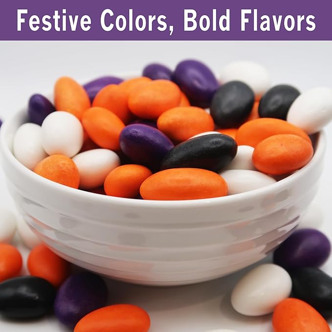Spices Village Premium Jordan Almonds Halloween Mix, White, Purple and Orange,Crunchy Candy Coated Almonds, Ideal for Christmas, Weddings, Baby Showers, Parties, Favors, and Gifting, Kosher Certified