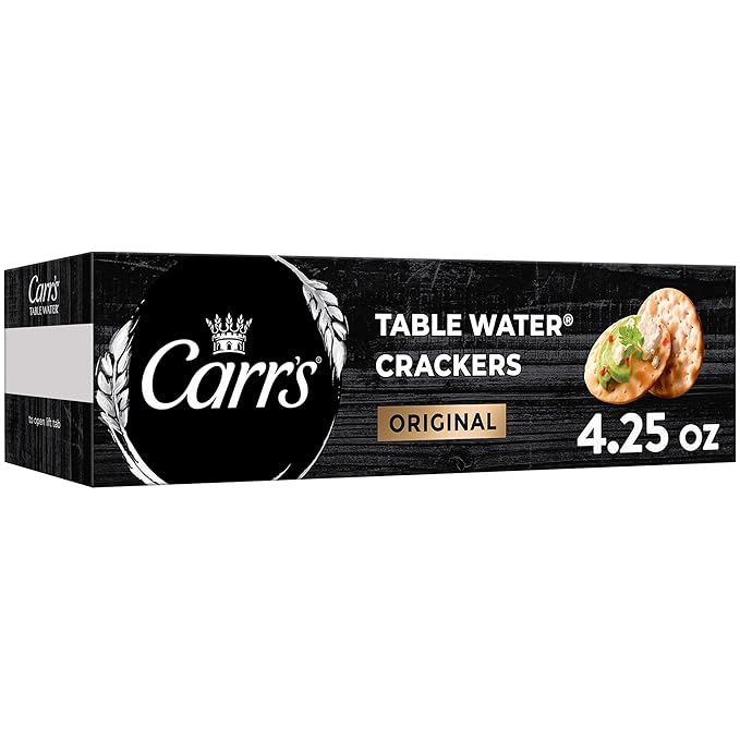 Carr's Table Water Crackers, Baked Snack Crackers, Party Snacks, Original, 4.25oz Box (1 Box)