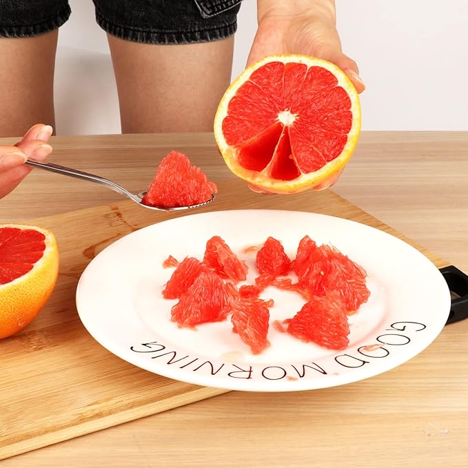 10 PCS Grapefruit Spoons, Stainless Steel Grapefruit Spoon Utensil Set, Serrated Edge & Thick Gauge Handle, Silver Kitchen Tool with Non-stick Plating for Kiwi, Dessert, Apple, Citrus Fruit