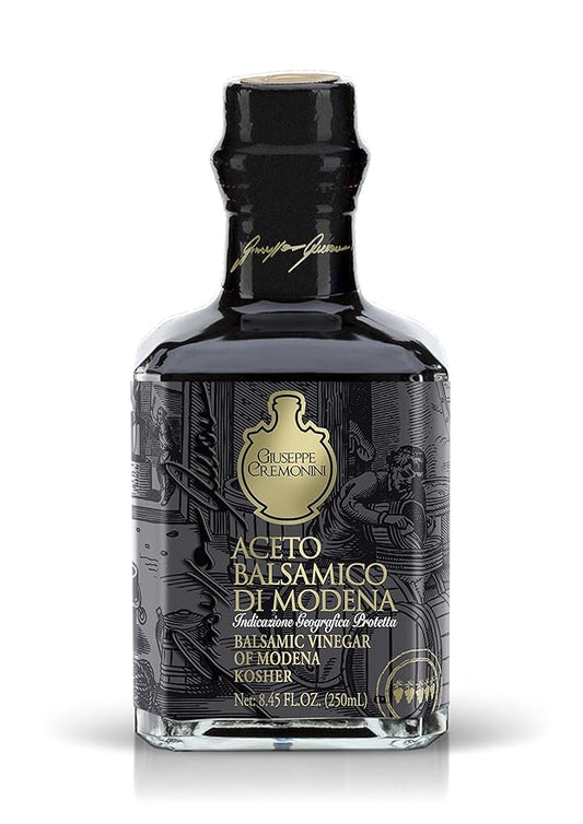 Giuseppe Cremonini OU Kosher Balsamic Vinegar Di Modena, IGP Certified, Consortium certified, oak aged, 3 levels of density, Caramel free, Cooked grape must and wine vinegar only (5 Grape)