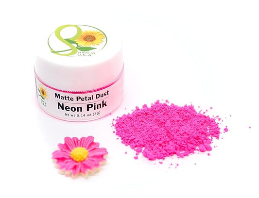 Sunflower Sugar Art Neon Pink Glow In The Dark Petal Dust Food Color - Deep, Rich Pink Matte Powder Cake Accessories for Cake Decoration - 4 Grams Non-Toxic Baking Stuff
