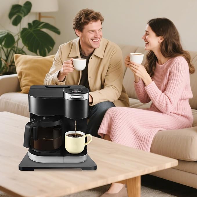 360째 Rolling Tray Bamboo Appliance Slider for Kitchen Appliances, Coffee Maker Mat Tray for Countertops Sliding Tray for Coffee Maker Appliances Mat Easily from Under The Cabinet Black 11.6횞13.9