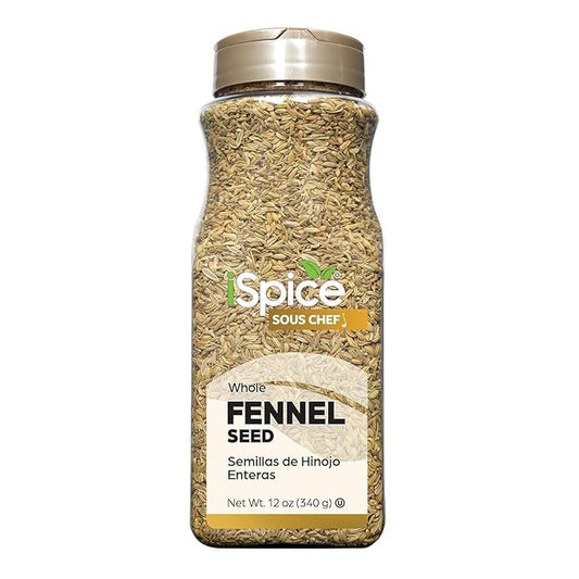 iSpice | Fennel Seed | Bulk Size | Gourmet Spice | Kosher (12 OZ, Whole Fennel Seed)