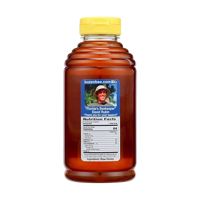 Buzzn Bee Raw Florida Honey - Unpasteurized and Unfiltered (Orange Blossom, 1.5 Pound)
