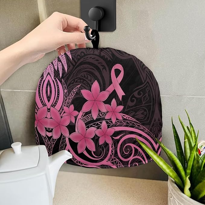 Pink Hibiscus Print Tea Cozy Creative Insulated Tea Cosy Extra Thick Home Kitchen Decoration Creative Gifts Dust Teapot Cover Kitchen Accessories for Travel