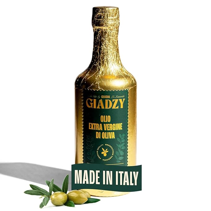 Giadzy by Giada de Laurentiis Olive Oil Extra Virgin - Premium Unfiltered Cold-Pressed Italian Olive Oil, Gold Wrap, Made in Italy, Perfect for Cooking & Gifting. Rich in polyphenols & antioxidants.