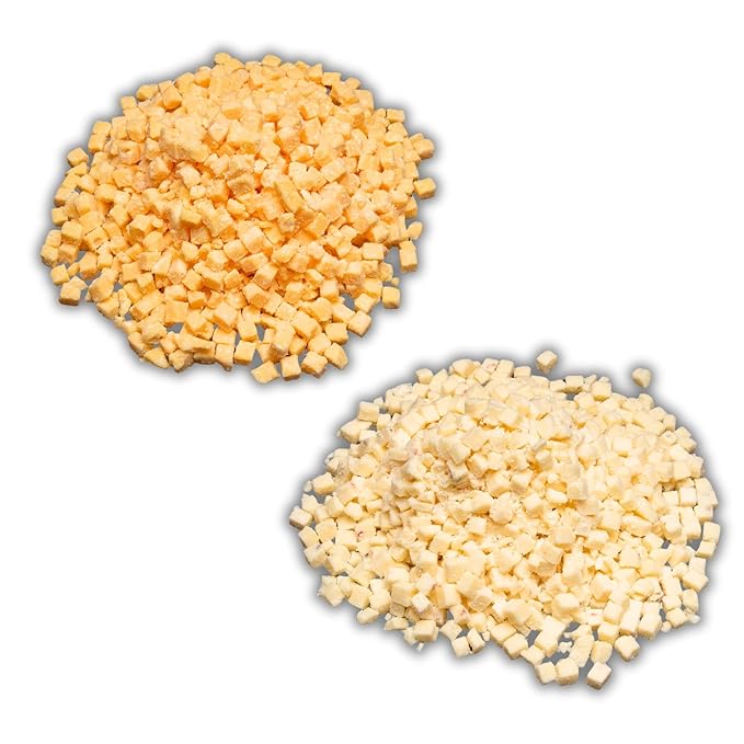 Bearded Butchers High-Temp Cheddar & Pepper Jack Cheese, Pack of 2 (2.5 lb Bags Each) ??5 lbs Total, Shelf-Stable 1/4-Inch Cubes for Up to 25 lbs of Meat Per Bag, 400째F High-Temperature Cheese ??Perfect for Sausages, Brats, Snack Sticks, Burgers, and More