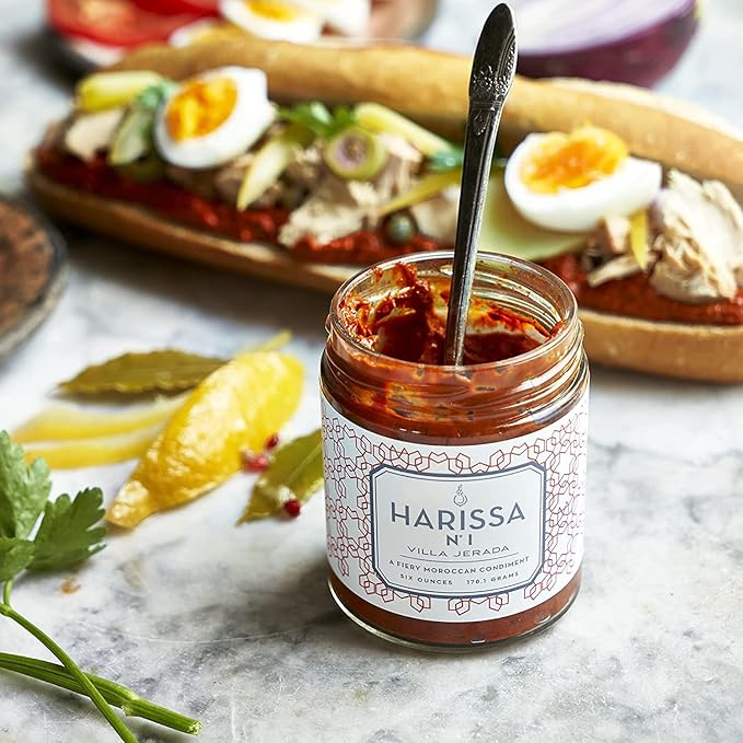 Villa Jerada, Harissa No. 1, 6 oz, Fiery Moroccan Hot Sauce with Preserved Lemon, The Perfect Amount of Savory, Tang, and Spice to Any Meal, (HARISSA - 2 JARS)