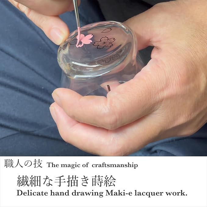 Kasyou Studio Cherry Blossoms sake cup (Natural curl shape) Glass (Kanazawa Gold Foil, Gift Box), made in Japan, japanese sake cup soju glass luxury golden glasses Vaso de Sake Japonés