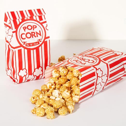 500pcs Paper Popcorn Bags for Party, 1 Oz Small Vintage Individual Servings Popcorn Container Pop Corn Bags Bulk for Popcorn Machine Accessories Supplies Movie Nights (500)