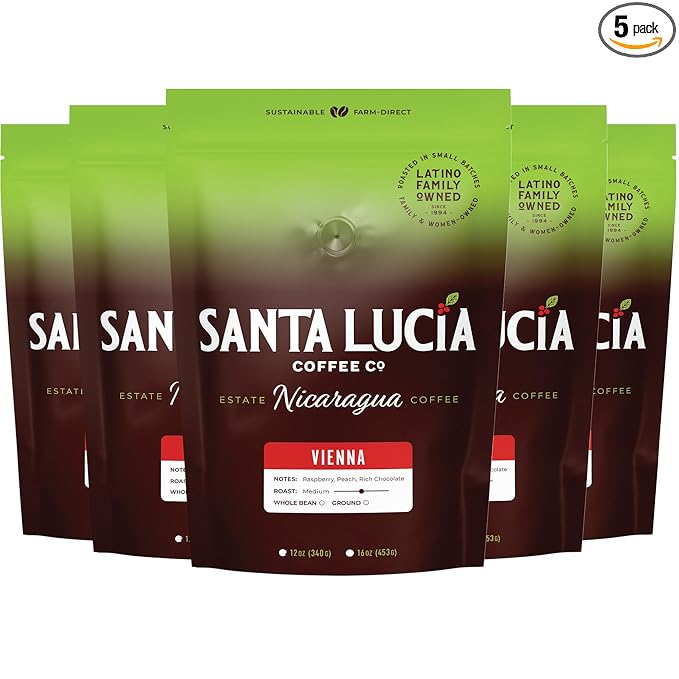 Specialty Volcanic Nicaraguan - Artisan Select Vienna Medium/Dark Roast Coffee - Warm & Balanced, Low Acid, 91 Point, Small Batch Roasted, Farm Direct, 100% Single-Origin, Whole Bean, 5 Pounds, 5-16oz