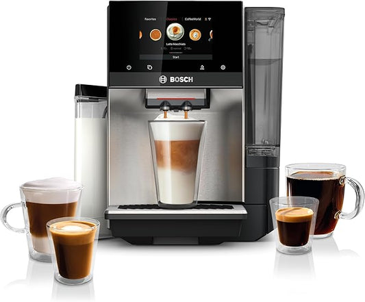 Bosch 800 Series Fully Automatic Espresso and Coffee Machine ??36 Drinks with Coffee World, Cold Brew, Double Cup, Integrated Milk Container, Smart Features, in Stainless Steel TQU60703