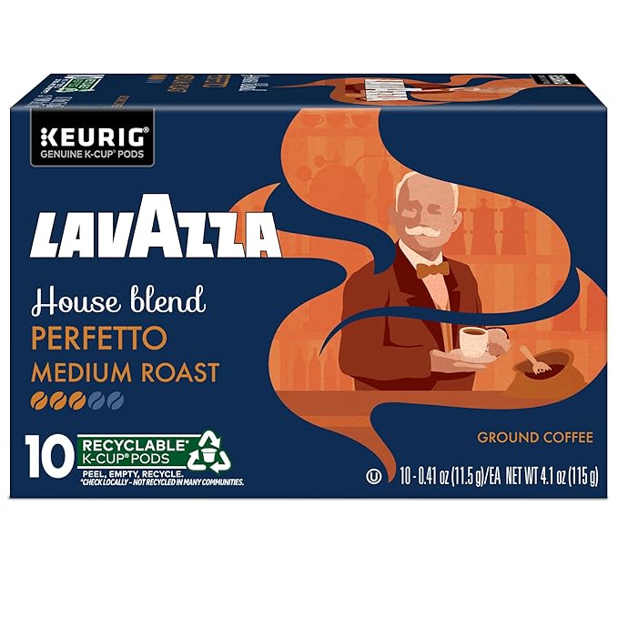 Lavazza House Blend Perfetto, Single-Serve Keurig K-Cup Pods, Medium Roast Coffee, 60-Count Box (6 Packs of 10)