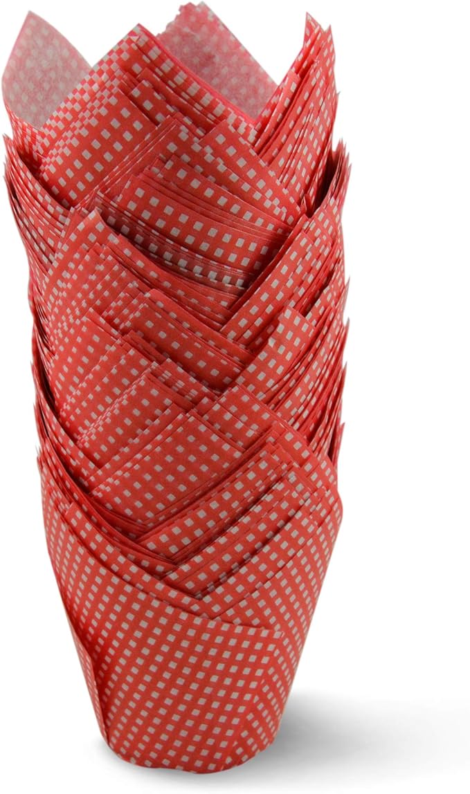 Red Check Medium Size Tulip Baking Cups Cupcake Liners Muffin Liners Greaseproof Paper 1000