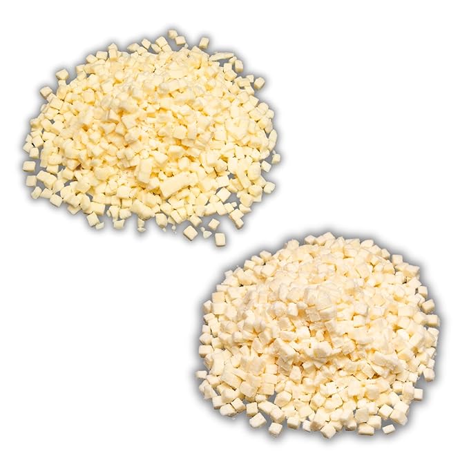 Bearded Butchers High-Temp Mozzarella & Swiss Cheese, Pack of 2 (2.5 lb Bags Each) ??5 lbs Total, Shelf-Stable 1/4-Inch Cubes for Up to 25 lbs of Meat Per Bag, 400째F High-Temperature Cheese ??Smooth & Savory Blend for Sausages, Brats, and Burgers