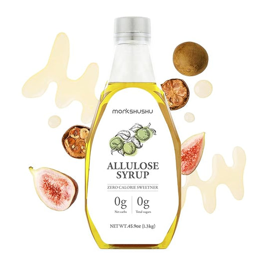 MONKSHUSHU Allulose Syrup 45.9 Fl Oz - Liquid Sweetener for Cooking, Baking, and Drinks - Keto Diet, Vegan friendly, Diabetes-Safe - Zero Calorie Sugar Substitute - Monk Fruit - Gluten Free, 0g Net Carbs, Non-GMO