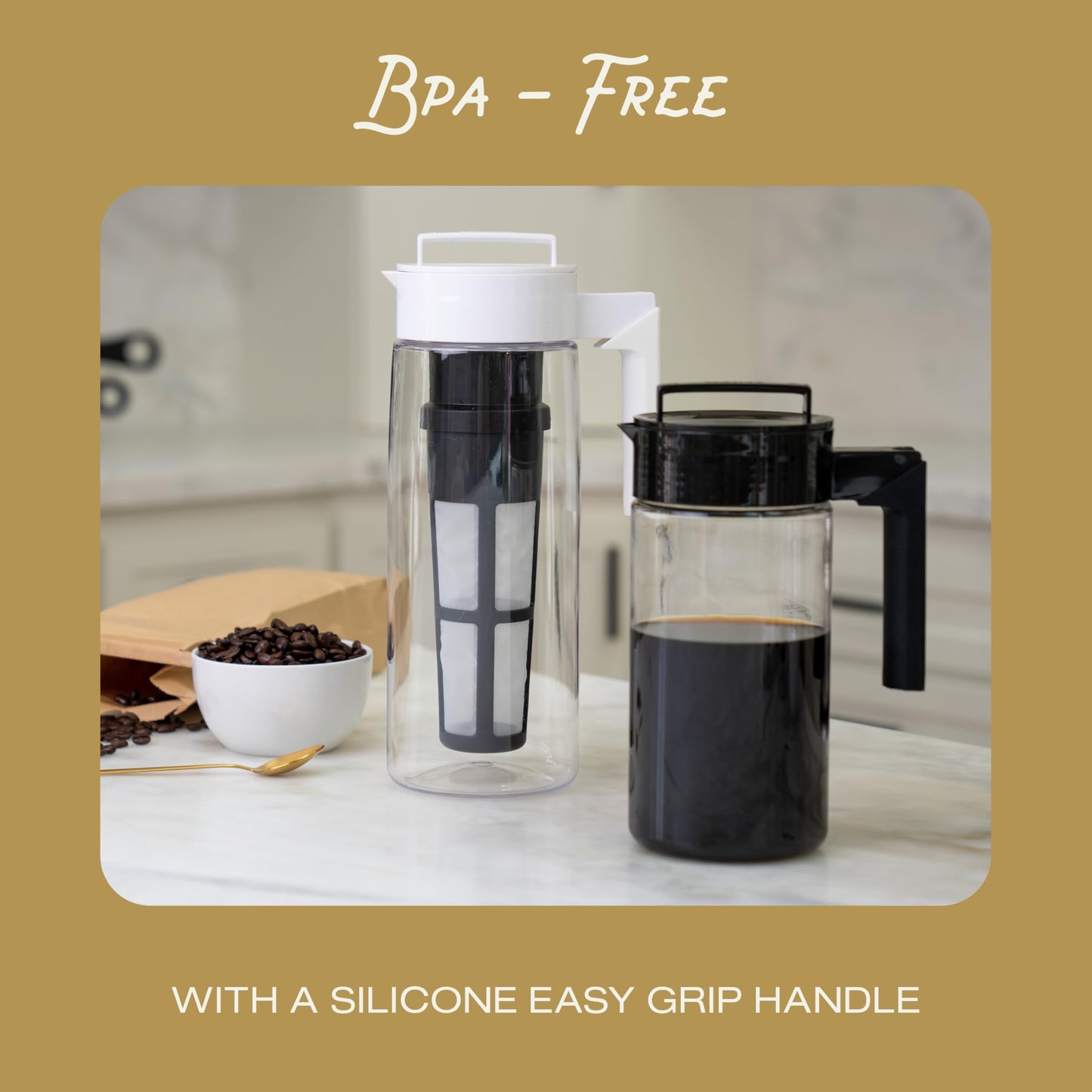 Takeya Deluxe Cold Brew Coffee Maker - BPA-Free Tritan Pitcher with Airtight Leakproof Lid